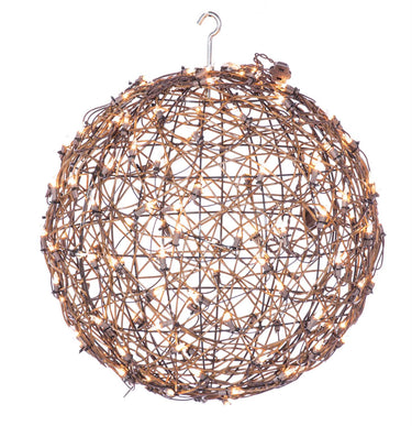 Prelit grapevine ball with warm clear lights