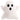 White 10.5-inch ghost-shaped Halloween pillow with a soft textured finish, raised arms, and embroidered black eyes and mouth