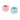 Pink and blue ceramic baby block planters with raised alphabet letters and animal designs