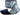 White ribbon with navy blue floral print and wired edges, partially unrolled