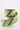 Green and white striped ribbon on a white background