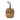Gold metal totem pumpkin with black curved stem and distressed finish