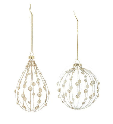 Pearl Bead Ornament, Glass (Set of 2)