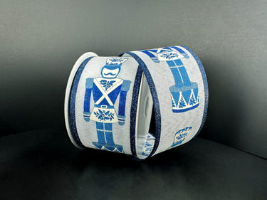 Chinoiserie nutcracker ribbon with glitter edge styled for holiday decorating