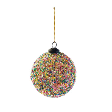Recycled Glass Ball Ornament w/ Sequins, Multi Color