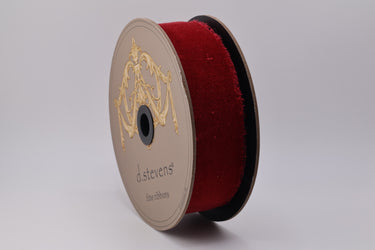 Cranberry Torn Velvet Ribbon - 1.5" x 10yds (d. stevens)
