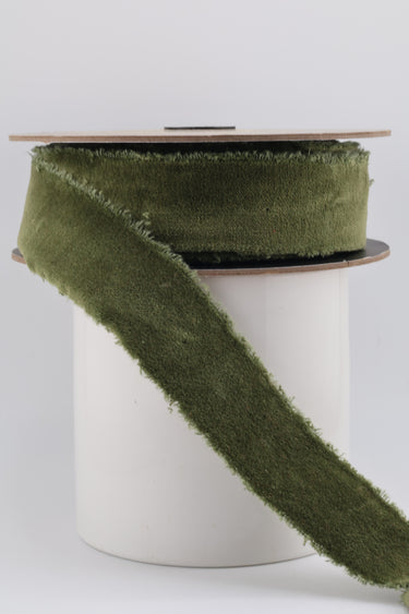 Olive Torn Velvet Ribbon - 1.5" x 10yds (d. stevens)