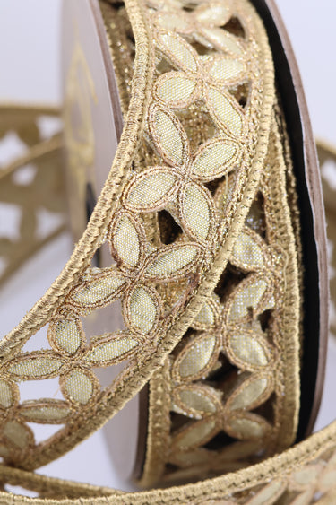 Metallic Floral Ribbon - Gold - 1.5" x 10 Yards (d. stevens)
