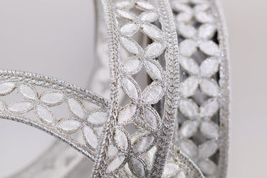 Metallic Floral Ribbon - Silver - 1.5" x 10 Yards (d. stevens)