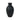 A small black ceramic vase with a textured matte finish and a short flared neck, centered on a plain white background.