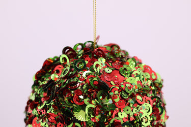 4.75" Red/Lime Sequin Glitter Ornament