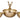 Gold aluminum triple serving bowl with three connected bowls and sculpted deer head accents with antlers, measuring 12 inches long.