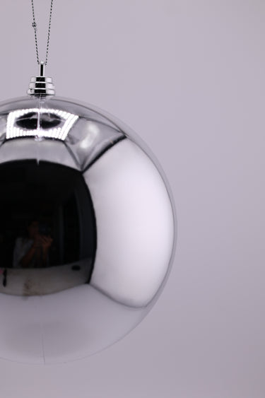 6" Shiny Silver Plastic Ornament