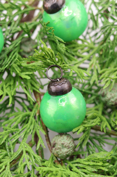 1" Round Mercury Glass Ball Ornaments - Green (Set of 30)