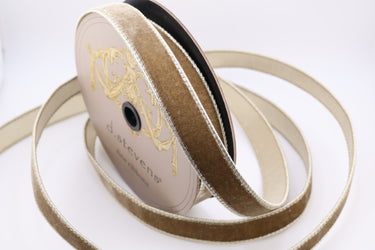Taupe Velvet Ribbon w/ Platinum Back - 1" x 10yds (d. stevens)