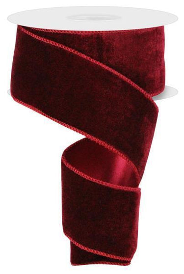 Burgundy Velvet Ribbon w/ Satin Backing 2.5" x 10yd