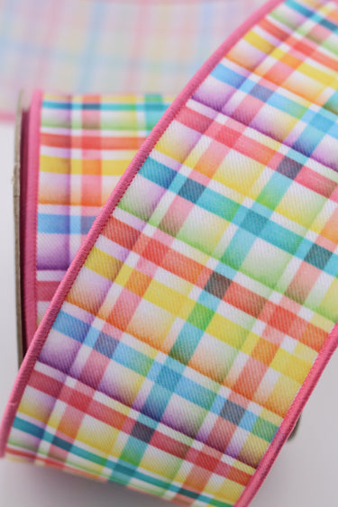 Watercolor Plaid Wired Ribbon – Multi Color, 2.5 Inch x 10 Yards