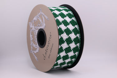 Knit Sweater Check Ribbon - Green/White - 2.5" x 10yds (d. stevens)