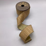 Dark almond slub dupion ribbon with metallic gold backing on spool. 2.5 inch wide by 10 yards long.