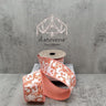 Terra cotta and white acanthus scroll taffeta ribbon with wired edges and terra cotta back, 2.5 inches wide by 10 yards long
