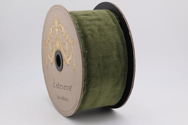 Olive Torn Velvet Ribbon - 2.5" x 10yds (d. stevens)