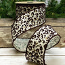 Cream linen leopard print wired ribbon roll
