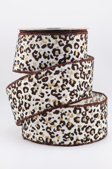 Brown and gold animal print ribbon for wreaths