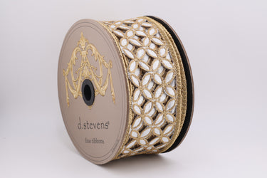 Metallic Floral Garland Ribbon - Silver/Gold - 2.5" x 10yds (d. stevens)