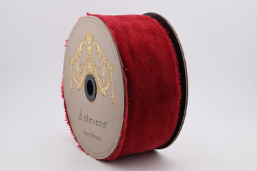 Cranberry Torn Velvet Ribbon - 2.5" x 10yds (d. stevens)
