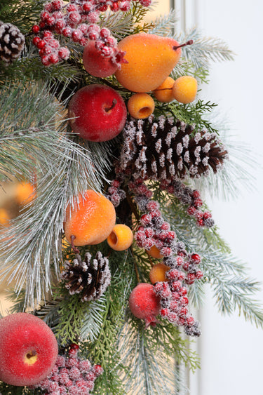 24" Frosted Fruits, Berry, & Pinecone Wreath