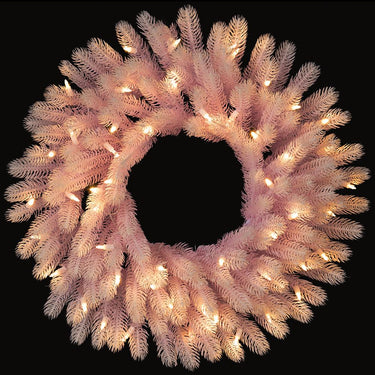 24" Blush Noble Fir Pre-Lit Wreath