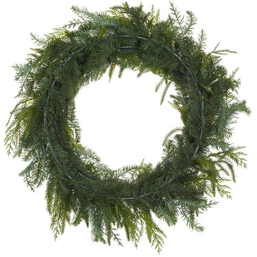 25" Soft PE Cedar Mixed Pine Wreath Green