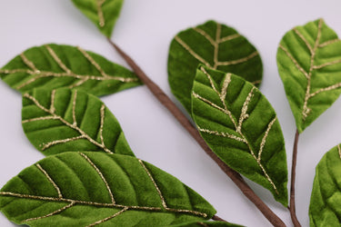 26.5" Moss & Gold Velvet Leaf Spray