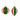 Close-up of two assorted red, green, and white striped ornaments—one round and one teardrop—with shiny gold tops.