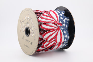DStevens Americana felt bow garland ribbon red white blue on spool
