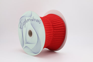 3" X 5YD Pleated Red Ribbon