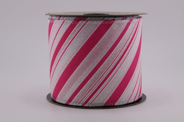 Hot Pink Glitter Striped Iridescent Satin Ribbon - 3" x 10yds (d.stevens)