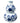 4-inch gourd-shaped ceramic vase with blue floral pattern on white background
