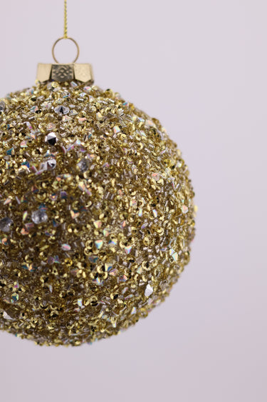 4" Glitter & Diamond Glass Ornament - Silver & Gold
