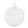 White spherical ornament with wavy white pattern
