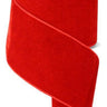 Roll of wide red velvet ribbon with matching satin backing and wired edges, measuring 4 inches by 10 yards.