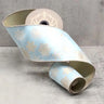 Blue canvas ribbon with gold metallic snowflakes, 4" x 10yd