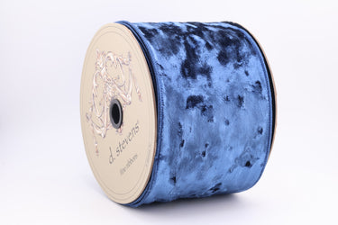 Navy Crushed Velvet Ribbon - 4" x 10yds (d. stevens)