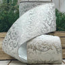 4" white velvet ribbon with silver glitter acanthus design by d. stevens