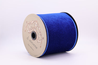 Chinoiserie Velvet – Royal Blue - Velvet/Dupion - Blue/White - 4" x 10yds (d. stevens)
