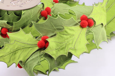 Holly Cut Out Satin Ribbon - Chartreuse - 4" x 3 yds (d. stevens)