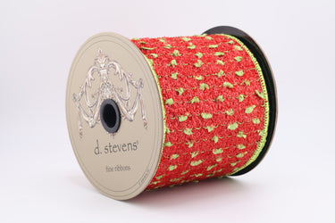 Red & Green Chenille Knit Ribbon - 4" x 5yds (d.stevens)