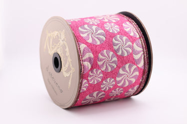 Peppermint Candy Jacquard Ribbon - Pink/Lavender - 4" x 10yds (d. stevens)