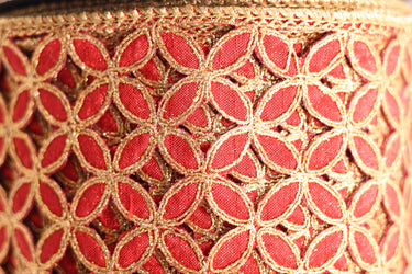Metallic Floral Ribbon - Red - 4" x 10yds (d. stevens)