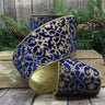 Styled ribbon showing rich velvet texture and gold detailing